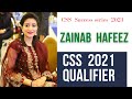 Zainab hafeez css 2021qualifier css 2021 result  css 2021 topper success series   css result