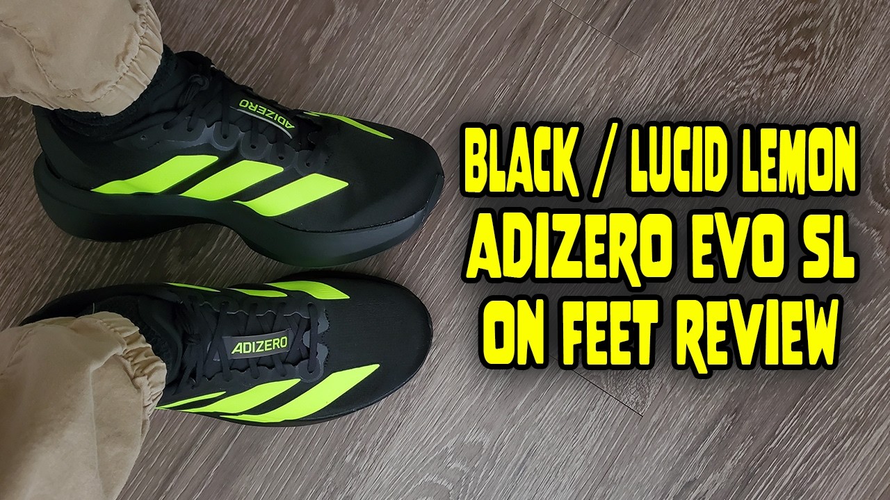 Adidas Adizero Evo SL Black Lucid Lemon On Feet Review (JR3420