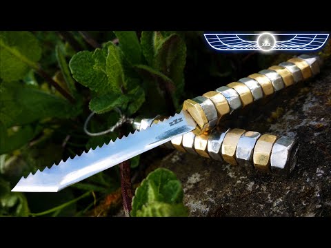 KNIFE MAKING: TANTO + SAW  Jigsaw Blade, Bolt and Nuts Knife DIY