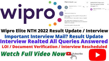 Wipro Result Update / Interview Queries Important Mail received / ENTH / All Your Queries Answered