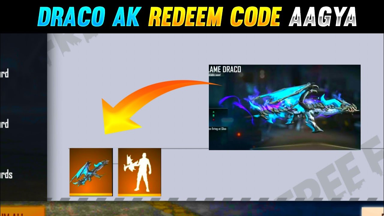 DRACO AK Redeem Code Today Free Fire 12 August | Free Fire Redeem Code Today | Draco Ak Redeem Code