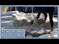 Starting a natural new england fieldstone retaining wall