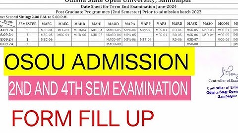 OSOU NEW ADMISSION AND 2ND AND 4TH SEM EXAMINATION NOTICE ..!