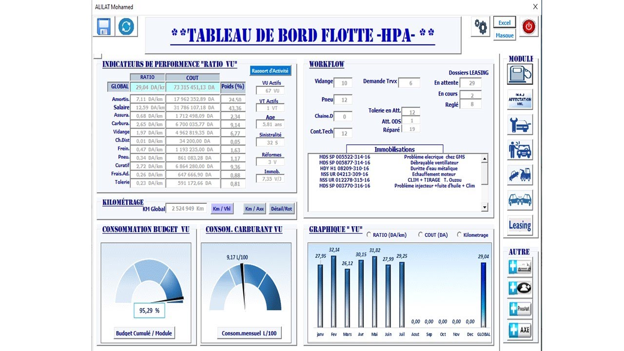 Application Excel Gestion de la Flotte    -Fleet Management-