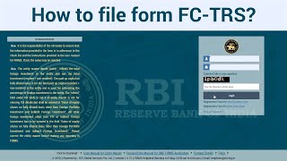 Step wise explanation of the procedure to file RBI Form FC-TRS