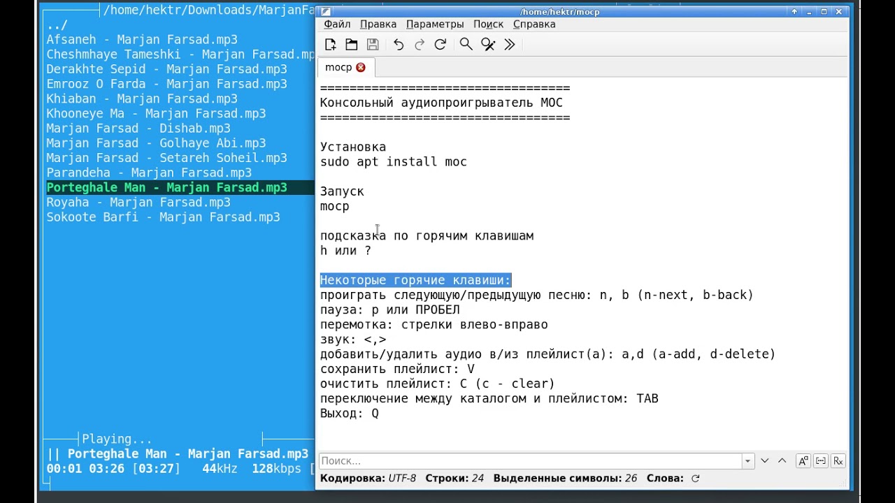 Аудиоплеер moc для линукс