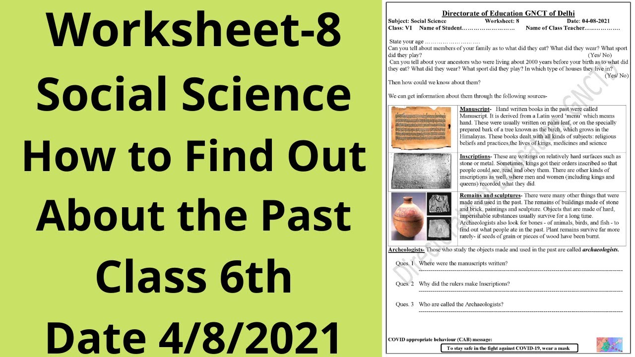 Worksheet 8 sst class 6 (4/8/21) English Medium / worksheet sst class 6 /  Social science worksheet 8