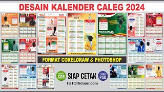 18 Desain Kalender Caleg 2024 Partai Nasional Pemilu 2024 Coreldraw Photoshop (Free CDR PSD)