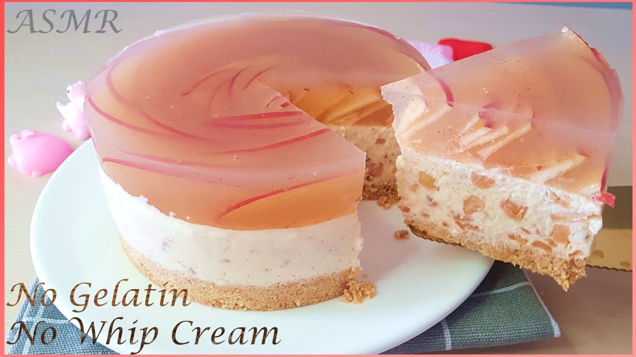 No Bake Apple Cheesecake Recipe no Gelatin no Whipping Cream [ASMR