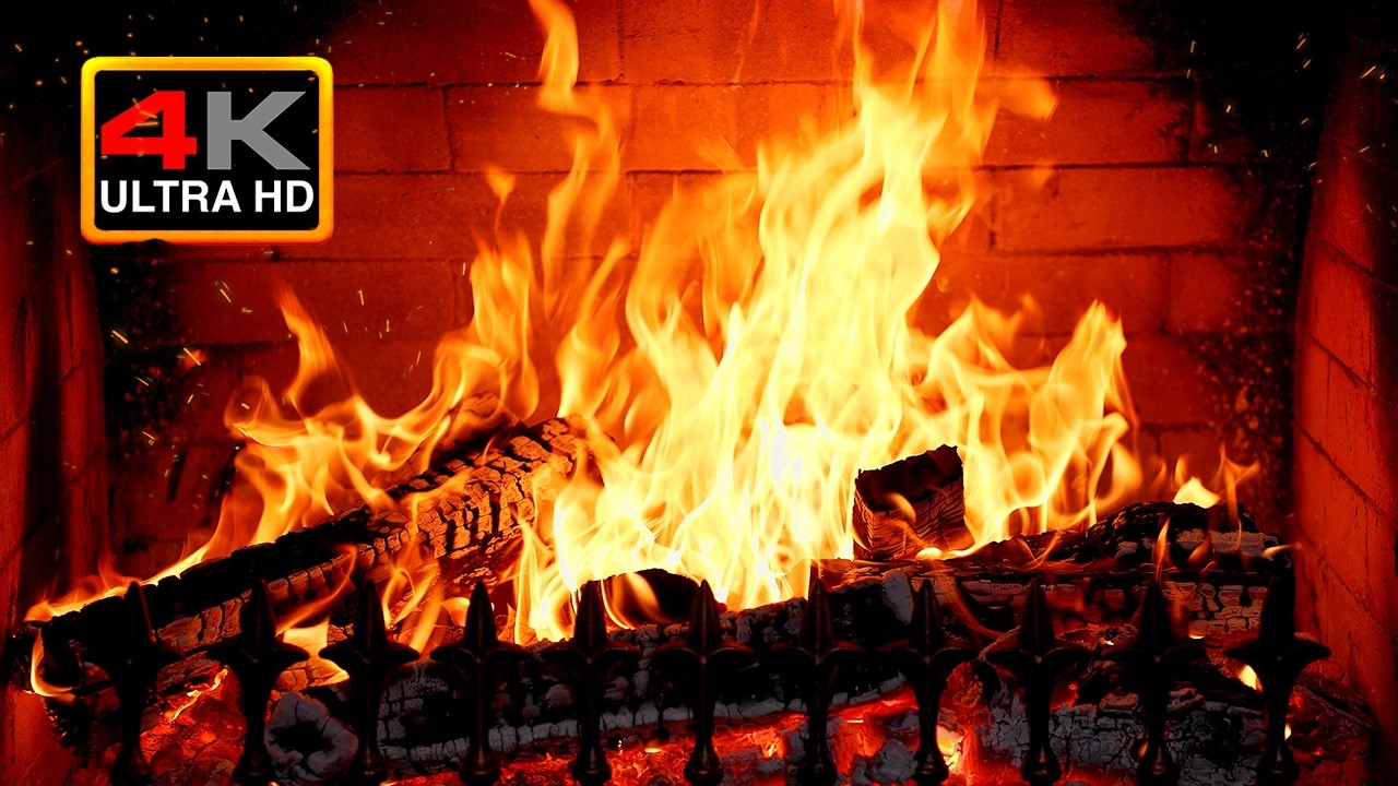 🔥 Уютный камин 4K (12 ЧАСОВ) – Камин со звуками потрескивания огня | Уютная атмосфера у камина.