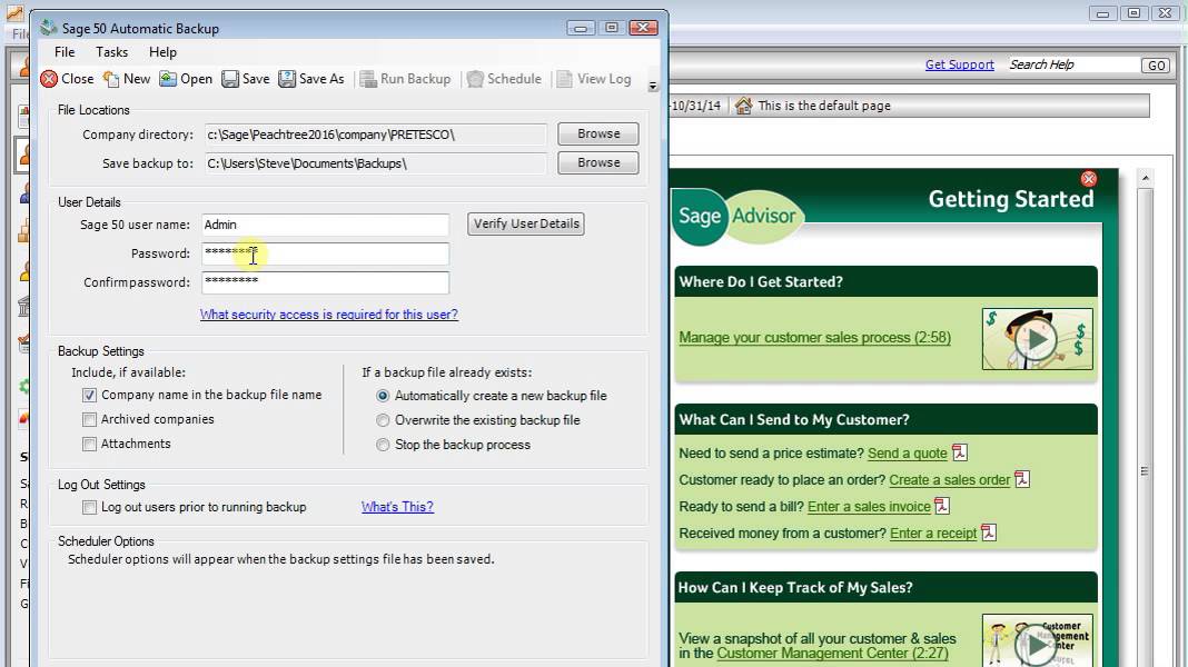 Sage 50 Automatic Backup