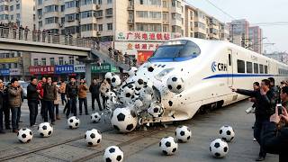 🚆 Train Crushes Soccer Ball ⚽ | Train Experiment | Satisfying Slow Motion