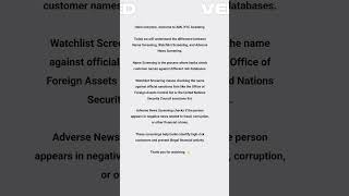 Difference between Name Screening, Watchlist Screening, and Adverse News Screening.