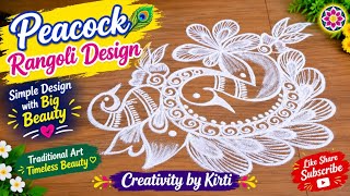Beautiful peacock 🦚 Rangoli Design 🌟|Easy & Creative peacock rangoli|New rangoli design ✨
