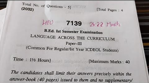 HPU BEd 1st Semester || Previous Year Question Papers || Language Across The Curriculum ||2022,21,20