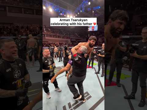 Arman Tsarukyan Celebrating With His Father UFCQatar 
