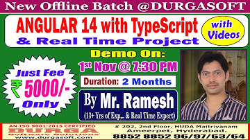 ANGULAR 14 Offline Training @ DURGASOFT