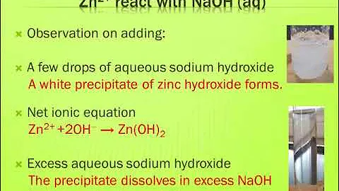 Test for cations react with dilute sodium hydroxide