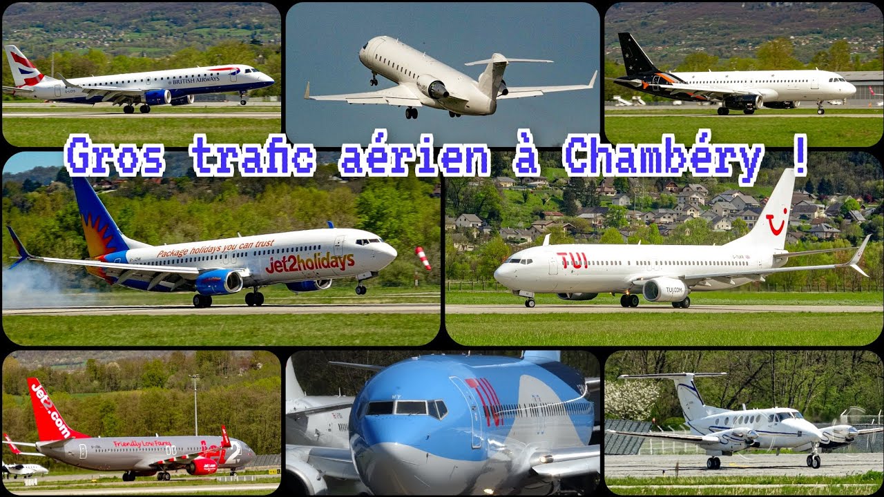 Fort trafic aérien à l'aéroport de Chambéry ! (B737, CRJ200, E190, A320, Beechcraft, .... )