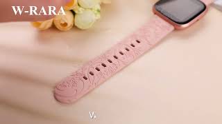 Floral Engraved Watch Band Compatible with Fitbit Versa 2/Versa/Versa Lite/Versa SE