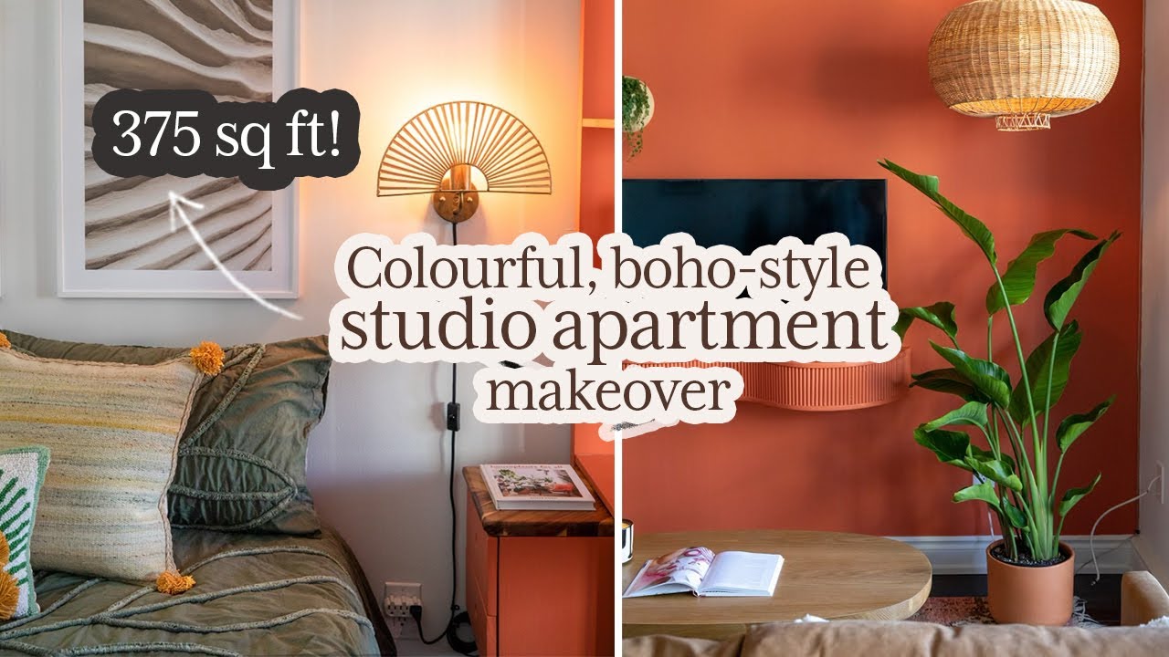 375 Sq Ft Studio Apartment Makeover *Colourful, Boho Style!* - Youtube