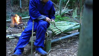 Survival skills/Using bamboo to make some old furniture-Bamboo Bench（竹製ベンチ）