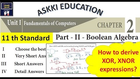 💥11th Computer Science Book back Questions & Answers | Chapter 2 - Part II: Boolean Algebra