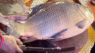 Incredible Giant Katla Fish Cutting Skills In Fish Market | Amazing Fish Cutting Skills