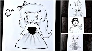 5 easy drawings with cute Disney Princess by Deea Artistic Drawing