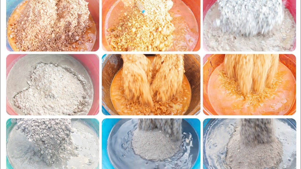 ASMR Pouring Sand & Water 💦 | Red Mud, Pure Cement Sand, Charcoal Gritty Texture