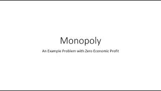 A Monopoly Making Zero Economic Profit: A Numerical and Graphical Example