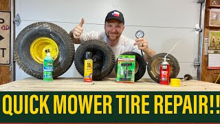Mower Tire Repair; Plugs vs Slime vs FixaFlat vs FOAM (WARNING FOAM DOESN’T WORK!)