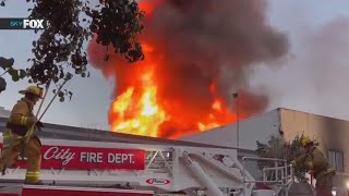 Fire breaks out in DTLA's Fashion District, building scorched