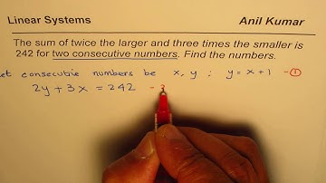 The sum of consecutive numbers Linear System Example