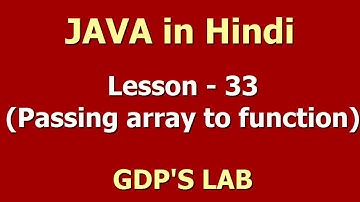 pass array as a argument to function | Lesson - 33 | JAVA in Hindi