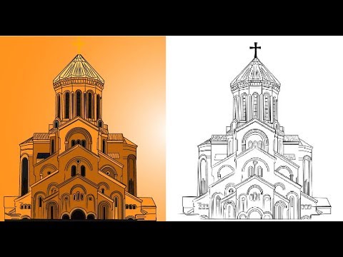 სამების ტაძარი სწრაფი ხატვა (adobe illustrator fast drawing)