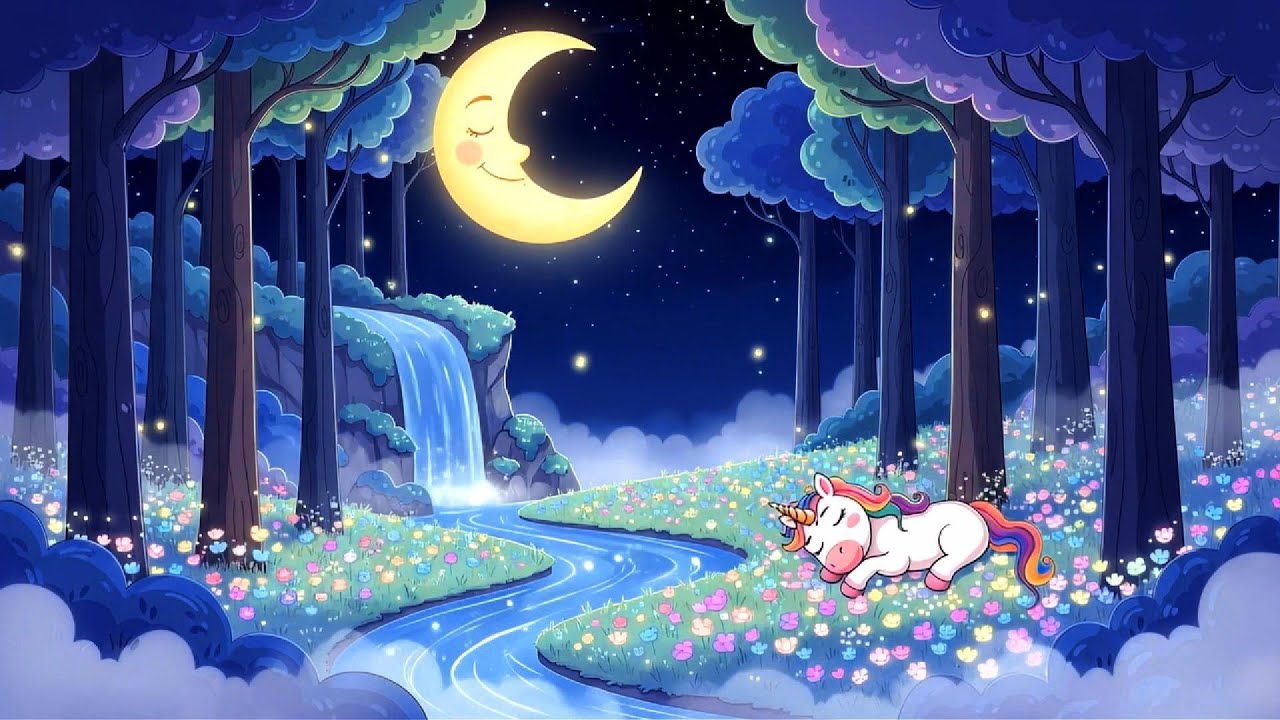 Nature’s Moonlight Lullaby💤Waterfall and Nature Sounds 🌜