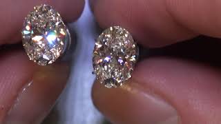 2.33 E VVS2 vs 2.4 E VS2 Lab Grown Oval Diamonds