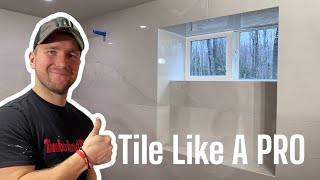 PRO Tile Tutorial! $5000 Bathroom wall. Many Tips and Tricks. WINNI