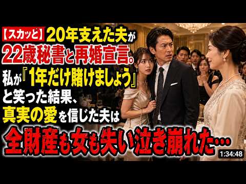 【スカッと】20年支えた夫が22歳秘書と再婚宣言。私が「1年だけ賭けましょう」と笑った結果、真実の愛を信じた夫は全財産も女も失い泣き崩れた…