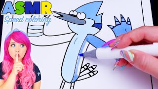 ASMR Speed Coloring Mordecai Regular Show (ASMR Coloring Sounds & No Talking)