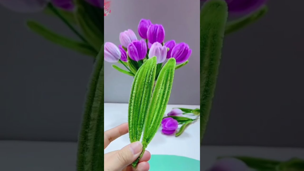 DIY raw material pipe cleaner tulips flower handcraft for birthday gif –  Duo Fashion