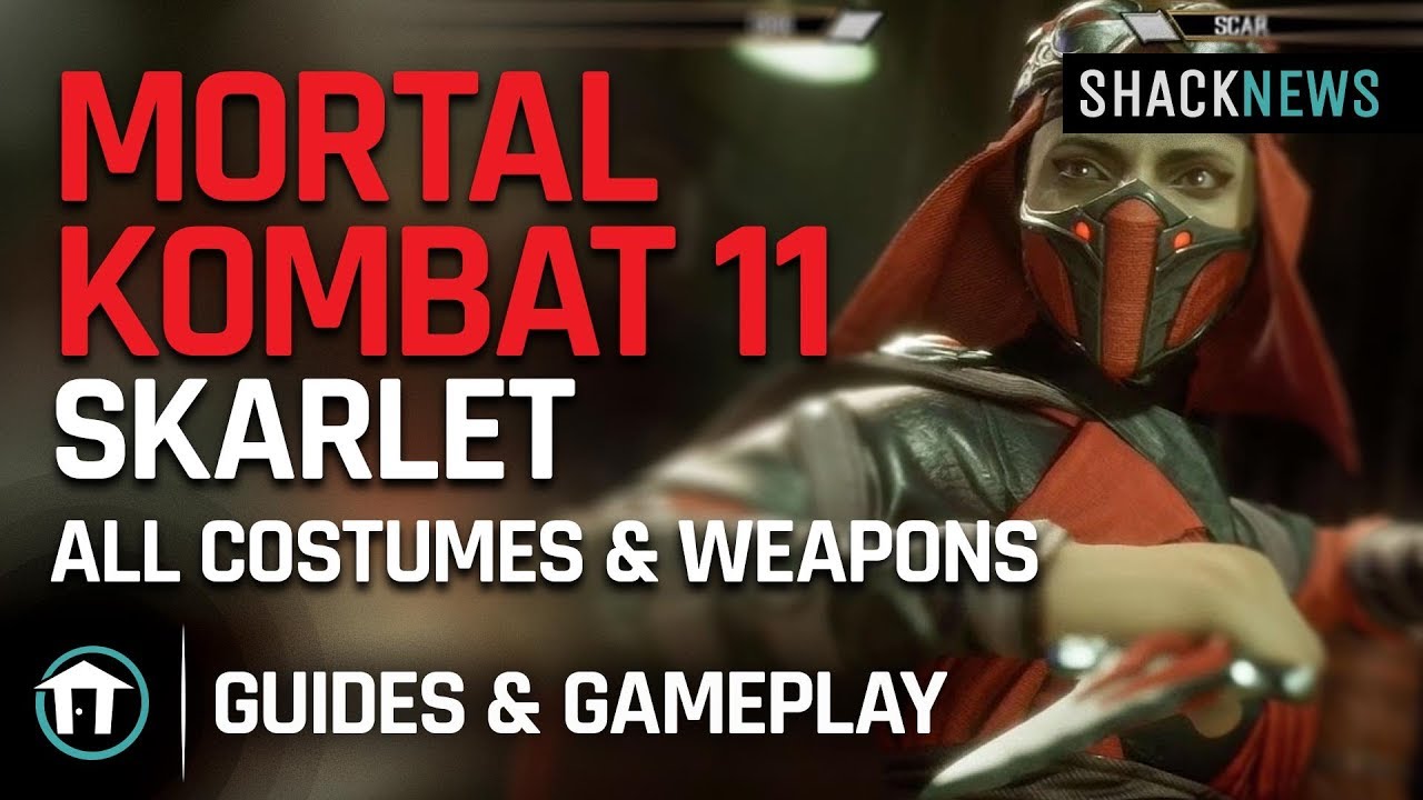 Mortal Kombat 11 Skarlet All Costumes & Weapons YouTube