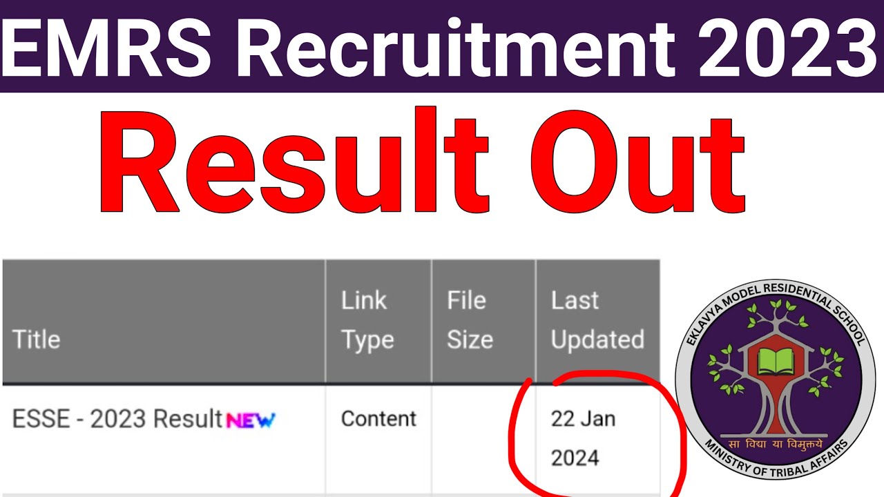 EMRS RESULTS OUT I EMRS RECRUITMENT 2023 TEACHING, NON TEACHING POSTS RESULT OUT