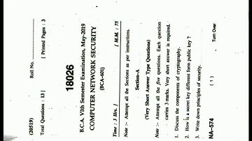 Computer Network Security BCA 6th semester paper 2019
