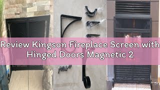Review Kingson Fireplace Screen with Hinged Doors Magnetic 2 Panels Sturdy Steel Frame Durable Metal
