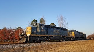{4080} CSX SD40-3 Heads On G663-28 With Engines 123 & 124 In Order - Pembroke, NC