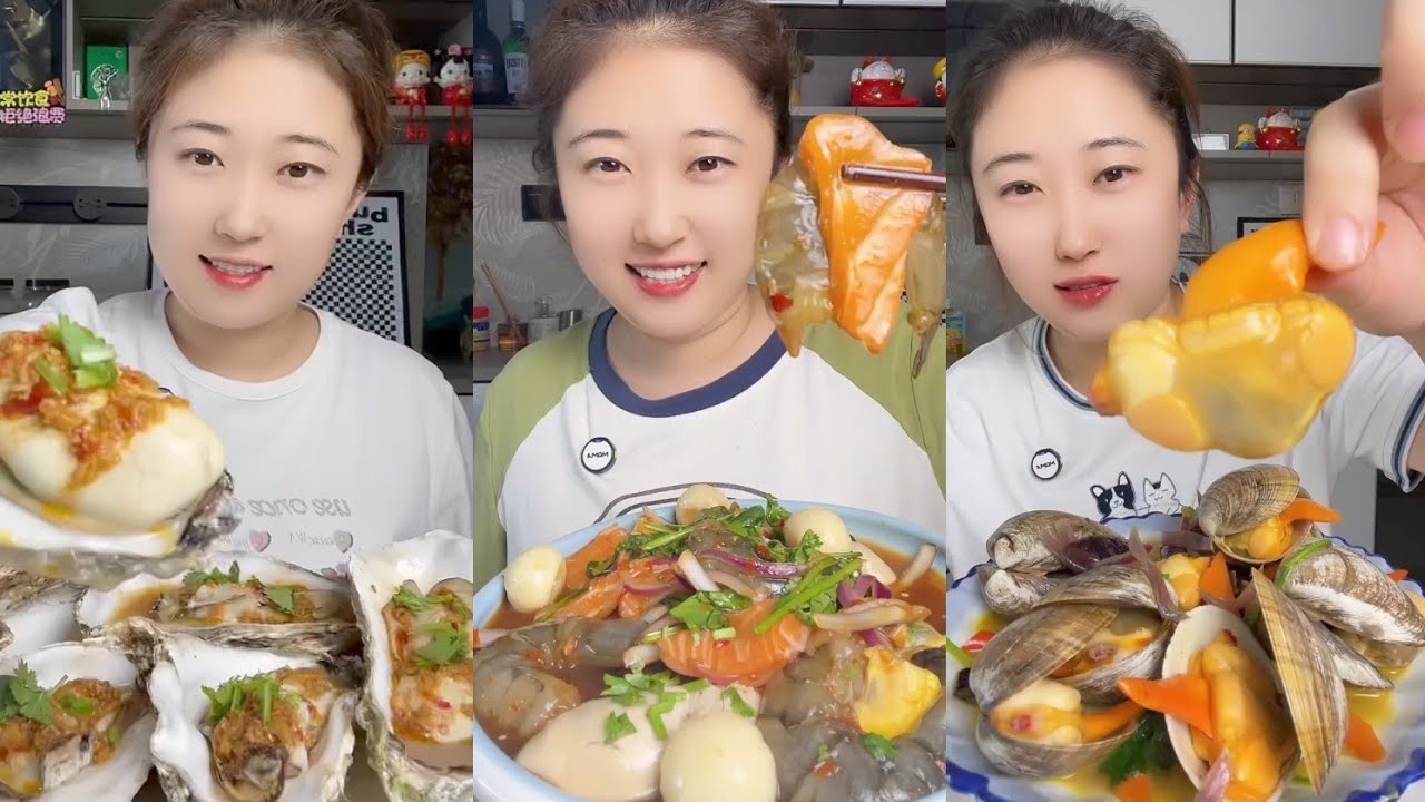 Asmar challenge Eating Seafood 🦞🦞Shrimp🍤🦐 Crap 🐙🦑 Squid (1Mukbbang)#lopster #seafood #oysters #squid