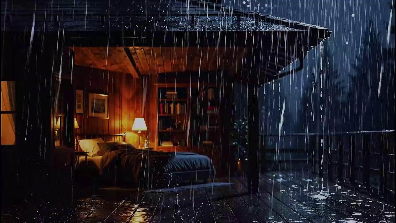 Peaceful Late Night Rainfall on Metal Roof with Gentle Thunder | Relaxing ASMR Sounds for Deep Relax