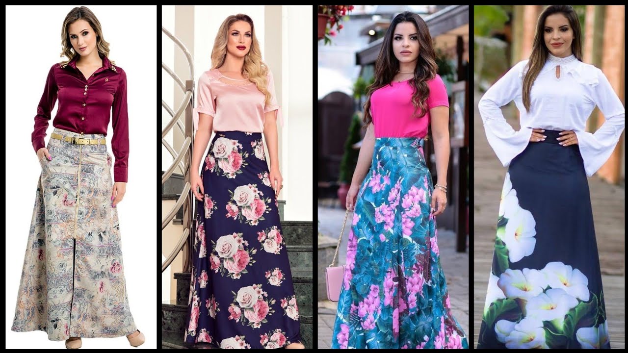 Top Classy Stylish And Trendy Designer Floral Print Maxi Skirts Outfits ...